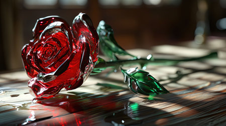 A symbol of love that transcends appearances the beauty and the beast rose captures the essence of true beauty With its vibrant hues of light red and emerald and its transparenttranslucent medium this digital image by ziraldo toyen and kimoicore evokes a sense of sleek elegance and enchantmentの素材