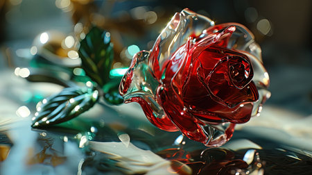A symbol of love that transcends appearances the beauty and the beast rose captures the essence of true beauty With its vibrant hues of light red and emerald and its transparenttranslucent medium this digital image by ziraldo toyen and kimoicore evokes a sense of sleek elegance and enchantmentの素材