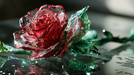 A symbol of love that transcends appearances the beauty and the beast rose captures the essence of true beauty With its vibrant hues of light red and emerald and its transparenttranslucent medium this digital image by ziraldo toyen and kimoicore evokes a sense of sleek elegance and enchantmentの素材
