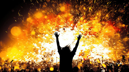Enter the world of karaoke with this captivating image Feel the energy of the crowd and the warm stage lights as you immerse yourself in the presence of a professional singer Let the chaos of the pointillism style artwork mesmerize youの素材