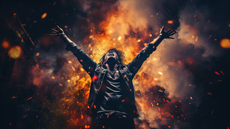 Enter the world of karaoke with this captivating image Feel the energy of the crowd and the warm stage lights as you immerse yourself in the presence of a professional singer Let the chaos of the pointillism style artwork mesmerize youの素材