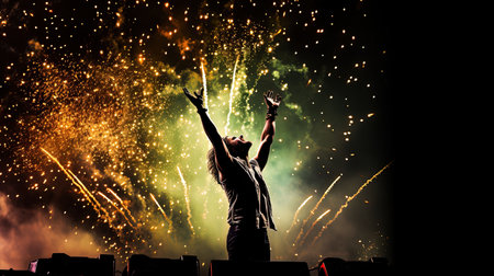 Enter the world of karaoke with this captivating image Feel the energy of the crowd and the warm stage lights as you immerse yourself in the presence of a professional singer Let the chaos of the pointillism style artwork mesmerize youの素材