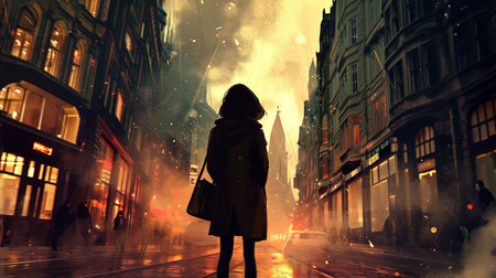 Immerse yourself in the energetic and diverse cityscape..pe showcasing architectural wonders bustling markets and vibrant coffee culture Experience the essence of urban exploration with this dynamic imageの素材
