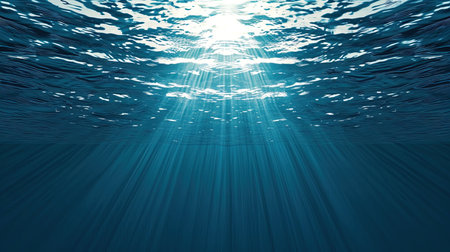 A peaceful and mysterious underwater scene with ocean life and light rays filtering through water Perfect for nature environment and exploration themesの素材