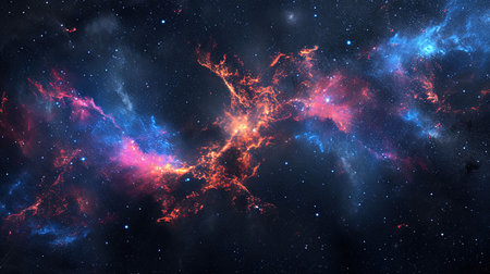 A breathtaking spacethemed background with stars galaxies and nebulae The deep space colors create an expansive and inspiring backdrop perfect for presentations or websites with a cosmic or exploratory themeの素材