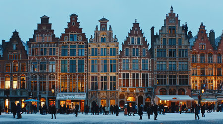 A charming scene from a historic European city capturing the essence of cobblestone streets classic architecture and vibrant street life The lighting should be warm and inviting ideally set during the golden hour to enhance the romantic and timeless feel of the cityscapeの素材