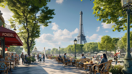 A charming scene from a historic European city capturing the essence of cobblestone streets classic architecture and vibrant street life The lighting should be warm and inviting ideally set during the golden hour to enhance the romantic and timeless feel of the cityscapeの素材
