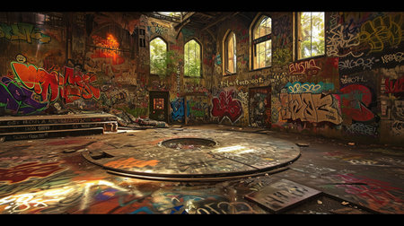 A vibrant and creative urban landscape featuring colorful and expressive graffiti art Capturing the energy and diversity of street culture Inspiring and captivatingの素材
