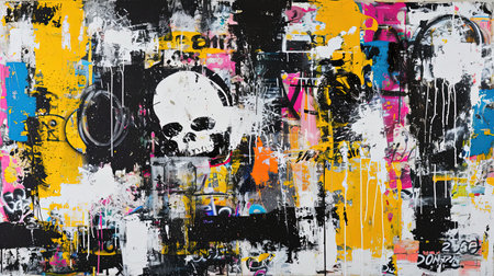 A vibrant and creative urban landscape featuring colorful and expressive graffiti art Capturing the energy and diversity of street culture Inspiring and captivatingの素材