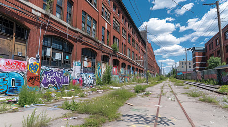 A vibrant and creative urban landscape featuring colorful and expressive graffiti art Capturing the energy and diversity of street culture Inspiring and captivatingの素材
