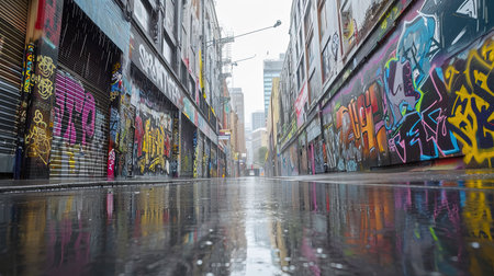 A vibrant and creative urban landscape featuring colorful and expressive graffiti art Capturing the energy and diversity of street culture Inspiring and captivatingの素材