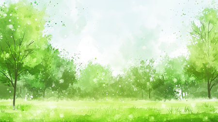 A peaceful nature scene created through gentle washes of color Perfect for creative and wellness themed presentations and websitesの素材
