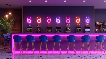Step into the future of entertainment with a stateoftheart VR room Immerse yourself in a world of virtual reality interactive screens and cuttingedge gaming Neon accents add a playful touch to this modern setupの素材