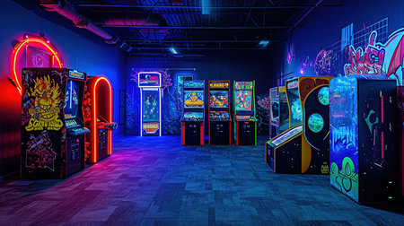 Step into the future of entertainment with a stateoftheart VR room Immerse yourself in a world of virtual reality interactive screens and cuttingedge gaming Neon accents add a playful touch to this modern setupの素材