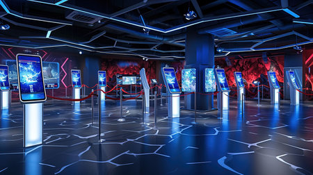 Step into the future of entertainment with a stateoftheart VR room Immerse yourself in a world of virtual reality interactive screens and cuttingedge gaming Neon accents add a playful touch to this modern setupの素材