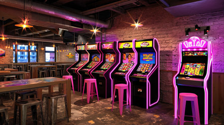 Step into the future of entertainment with a stateoftheart VR room Immerse yourself in a world of virtual reality interactive screens and cuttingedge gaming Neon accents add a playful touch to this modern setupの素材