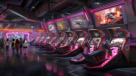 Step into the future of entertainment with a stateoftheart VR room Immerse yourself in a world of virtual reality interactive screens and cuttingedge gaming Neon accents add a playful touch to this modern setupの素材