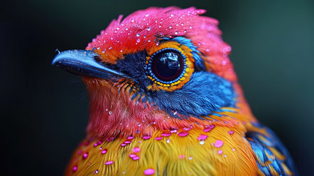 A mesmerizing 8k 3D image of a colorful bird with its eyes open The vibrant acrylic colors and realistic usage of light and color make it truly eyecatching Perfect for those who love animated gifs and mesmerizing colorscapesの素材