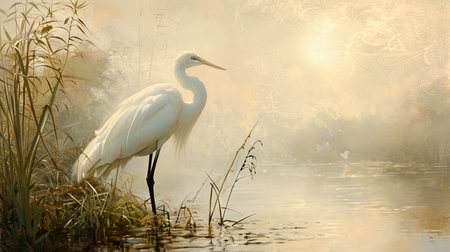 Spectacular softedged image of bird watching over the water in a style reminiscent of Anton Mauve and Charles Tunnicliffe Serene and harmonious with hyperrealistic water Job ID 55566d31e4db4921b80825d716c927fdの素材