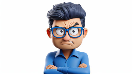 A stunning artwork featuring a blue angelic character with emoji face in a blue shirt set against a white background with 3D depth The artwork is hyperrealistic and designed in an emoji styleの素材