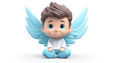 Inspiring image of a frustrated boy wearing a cyan shirt The hyperrealistic 3D depth and emoji face character make this image truly captivatingの素材