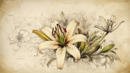 Add elegance and sophistication to your project with this beautiful and unique flower illustration Perfect for any creative endeavorの素材