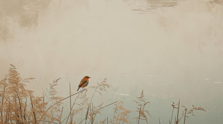 Spectacular softedged image of bird watching over the water in a style reminiscent of Anton Mauve and Charles Tunnicliffe Serene and harmonious with hyperrealistic water Job ID 55566d31e4db4921b80825d716c927fdの素材