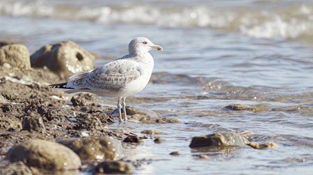 Spectacular softedged image of bird watching over the water in a style reminiscent of Anton Mauve and Charles Tunnicliffe Serene and harmonious with hyperrealistic water Job ID 55566d31e4db4921b80825d716c927fdの素材