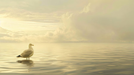 Spectacular softedged image of bird watching over the water in a style reminiscent of Anton Mauve and Charles Tunnicliffe Serene and harmonious with hyperrealistic water Job ID 55566d31e4db4921b80825d716c927fdの素材