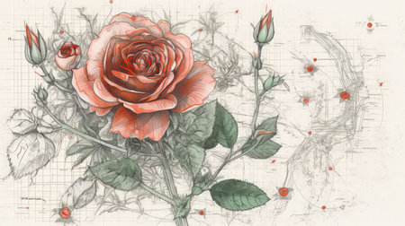 Add elegance and sophistication to your project with this beautiful and unique flower illustration Perfect for any creative endeavorの素材