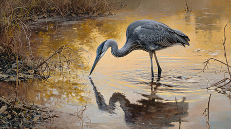 Spectacular softedged image of bird watching over the water in a style reminiscent of Anton Mauve and Charles Tunnicliffe Serene and harmonious with hyperrealistic water Job ID 55566d31e4db4921b80825d716c927fdの素材