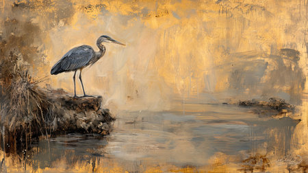 Spectacular softedged image of bird watching over the water in a style reminiscent of Anton Mauve and Charles Tunnicliffe Serene and harmonious with hyperrealistic water Job ID 55566d31e4db4921b80825d716c927fdの素材