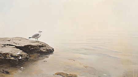 Spectacular softedged image of bird watching over the water in a style reminiscent of Anton Mauve and Charles Tunnicliffe Serene and harmonious with hyperrealistic water Job ID 55566d31e4db4921b80825d716c927fdの素材