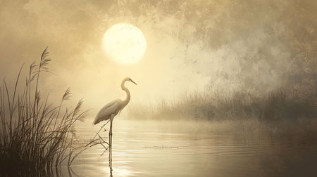 Spectacular softedged image of bird watching over the water in a style reminiscent of Anton Mauve and Charles Tunnicliffe Serene and harmonious with hyperrealistic water Job ID 55566d31e4db4921b80825d716c927fdの素材