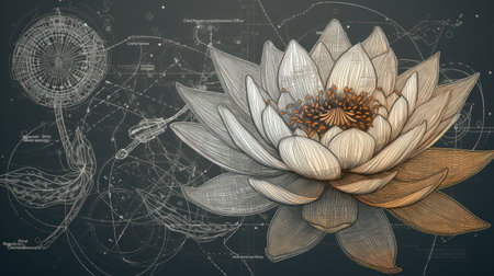 Add elegance and sophistication to your project with this beautiful and unique flower illustration Perfect for any creative endeavorの素材