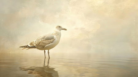 Spectacular softedged image of bird watching over the water in a style reminiscent of Anton Mauve and Charles Tunnicliffe Serene and harmonious with hyperrealistic water Job ID 55566d31e4db4921b80825d716c927fdの素材