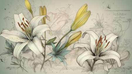Add elegance and sophistication to your project with this beautiful and unique flower illustration Perfect for any creative endeavorの素材
