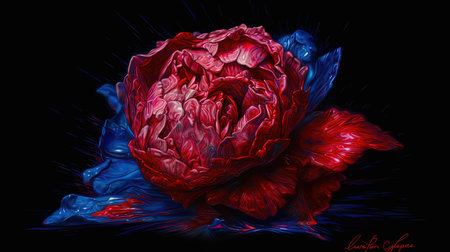 A stunning illustration of a flower that shines with a rainbow of colors The glowing hues and intricate details make it a true work of art and a source of inspiration for all who see itの素材