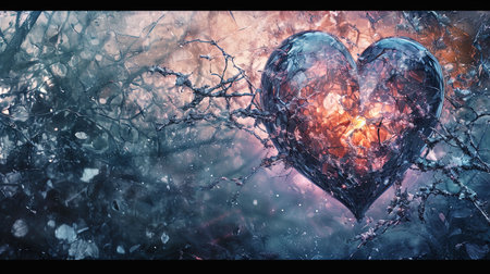 A beautiful kaleidoscopic image of winter scenery that evokes feelings of romance and nostalgia The intricate details and dark undertones create a lovely and captivating artworkの素材