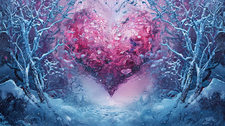 A beautiful kaleidoscopic image of winter scenery that evokes feelings of romance and nostalgia The intricate details and dark undertones create a lovely and captivating artworkの素材
