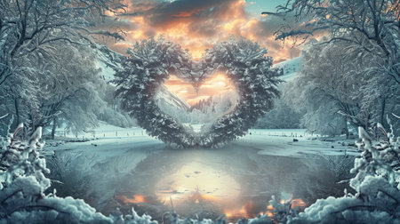 A beautiful kaleidoscopic image of winter scenery that evokes feelings of romance and nostalgia The intricate details and dark undertones create a lovely and captivating artworkの素材