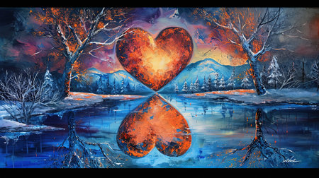 A beautiful kaleidoscopic image of winter scenery that evokes feelings of romance and nostalgia The intricate details and dark undertones create a lovely and captivating artworkの素材