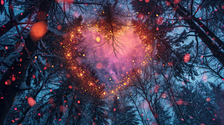 A beautiful kaleidoscopic image of winter scenery that evokes feelings of romance and nostalgia The intricate details and dark undertones create a lovely and captivating artworkの素材