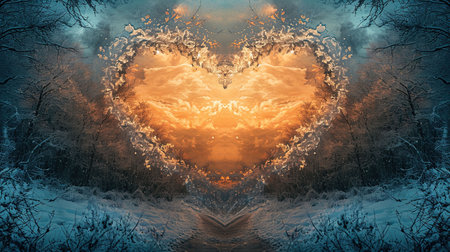 A beautiful kaleidoscopic image of winter scenery that evokes feelings of romance and nostalgia The intricate details and dark undertones create a lovely and captivating artworkの素材