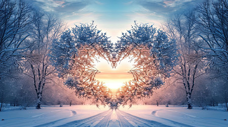A beautiful kaleidoscopic image of winter scenery that evokes feelings of romance and nostalgia The intricate details and dark undertones create a lovely and captivating artworkの素材