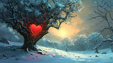 A beautiful kaleidoscopic image of winter scenery that evokes feelings of romance and nostalgia The intricate details and dark undertones create a lovely and captivating artworkの素材
