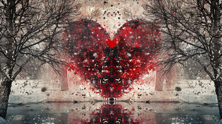 A beautiful kaleidoscopic image of winter scenery that evokes feelings of romance and nostalgia The intricate details and dark undertones create a lovely and captivating artworkの素材