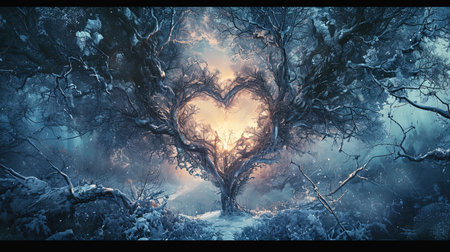 A beautiful kaleidoscopic image of winter scenery that evokes feelings of romance and nostalgia The intricate details and dark undertones create a lovely and captivating artworkの素材