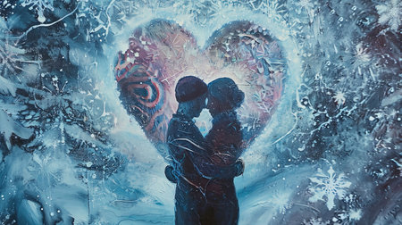 A beautiful kaleidoscopic image of winter scenery that evokes feelings of romance and nostalgia The intricate details and dark undertones create a lovely and captivating artworkの素材