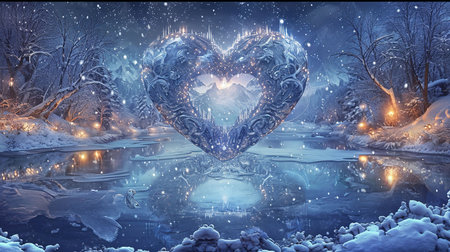 A beautiful kaleidoscopic image of winter scenery that evokes feelings of romance and nostalgia The intricate details and dark undertones create a lovely and captivating artworkの素材